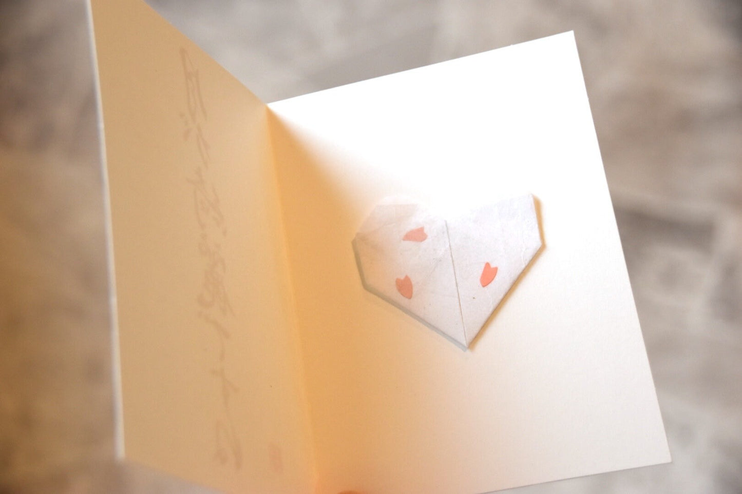Valentines Wedding Card Hand Brushed Japanese Calligraphy Art Beautiful Love Story "I Love You" with Origami Heart Paper Anniversary