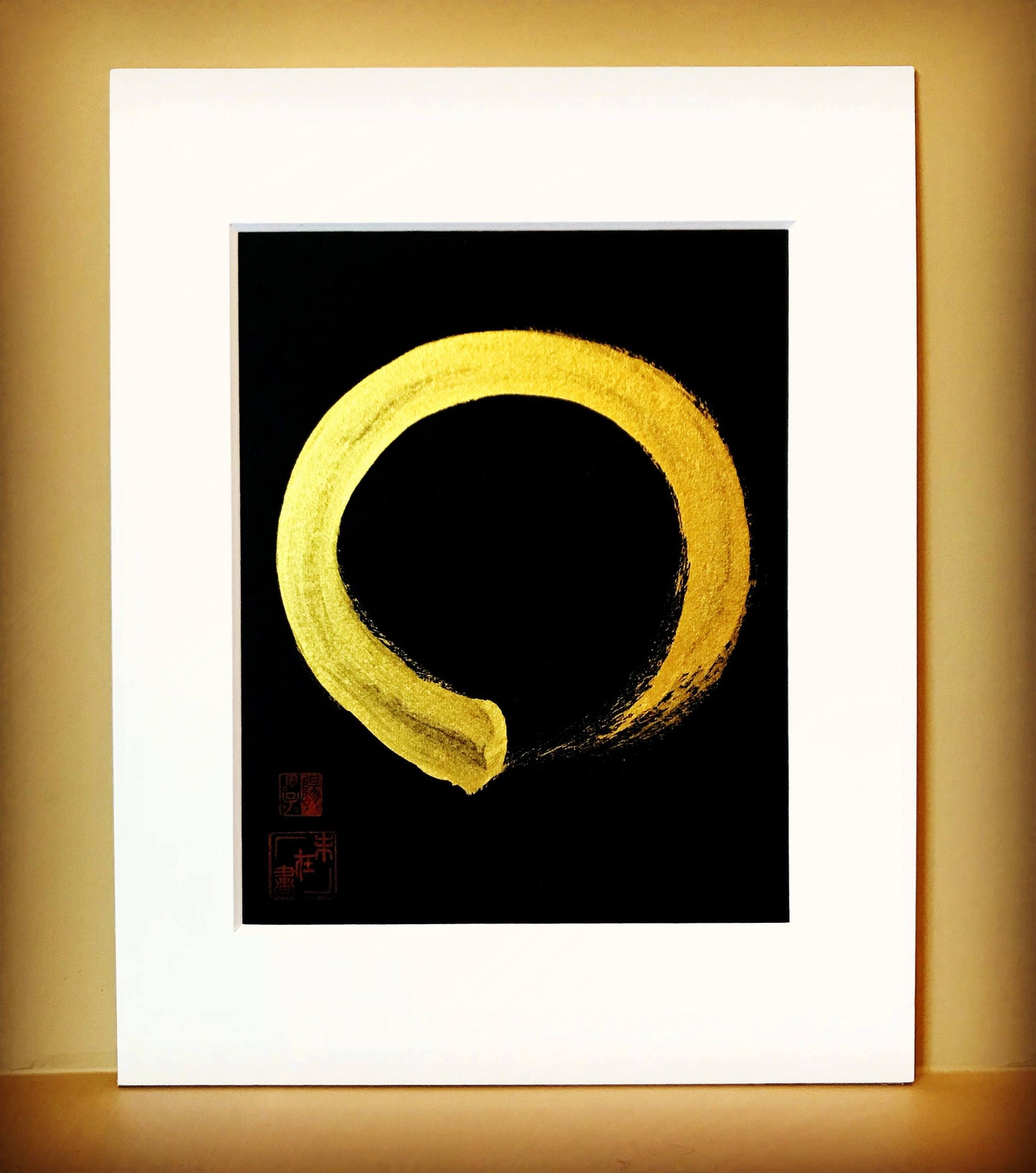 Custom Order Japanese Shodo Calligraphy Art Gold Silver Sumi Ink Black Calligraphy Paper Mat Board Personalized Gift Zen Dojo Anniversary