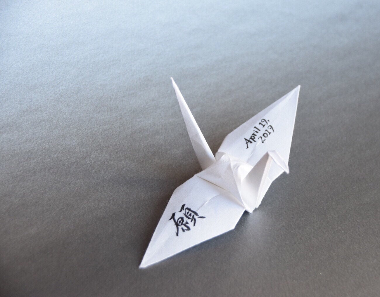 Personalized Japanese Thick White Washi Paper Cranes with Hand-Written letters calligraphy artist Wedding Reception Memorial Birthday Party