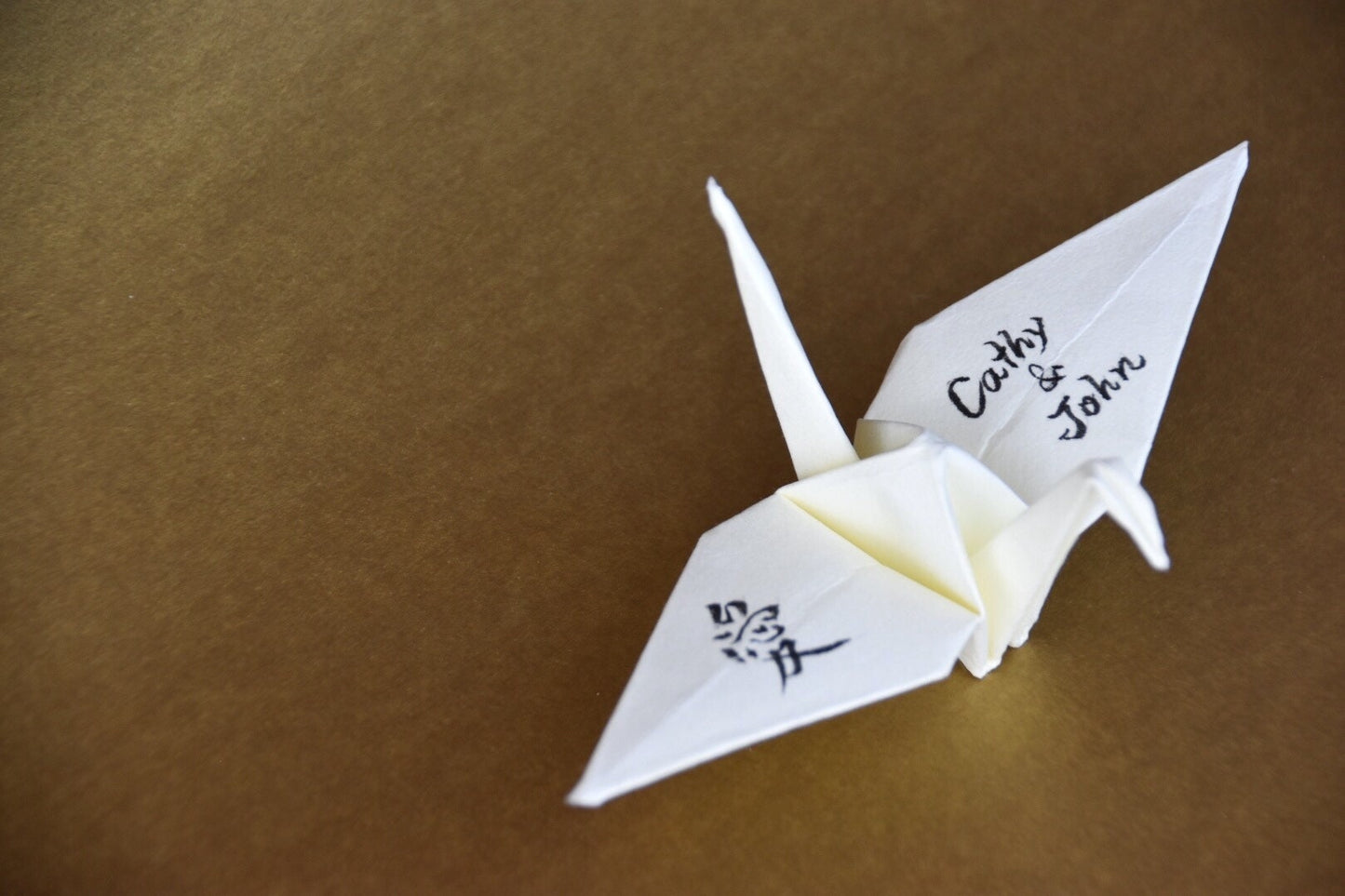 Personalized Japanese Thick White Washi Paper Cranes with Hand-Written letters calligraphy artist Wedding Reception Memorial Birthday Party