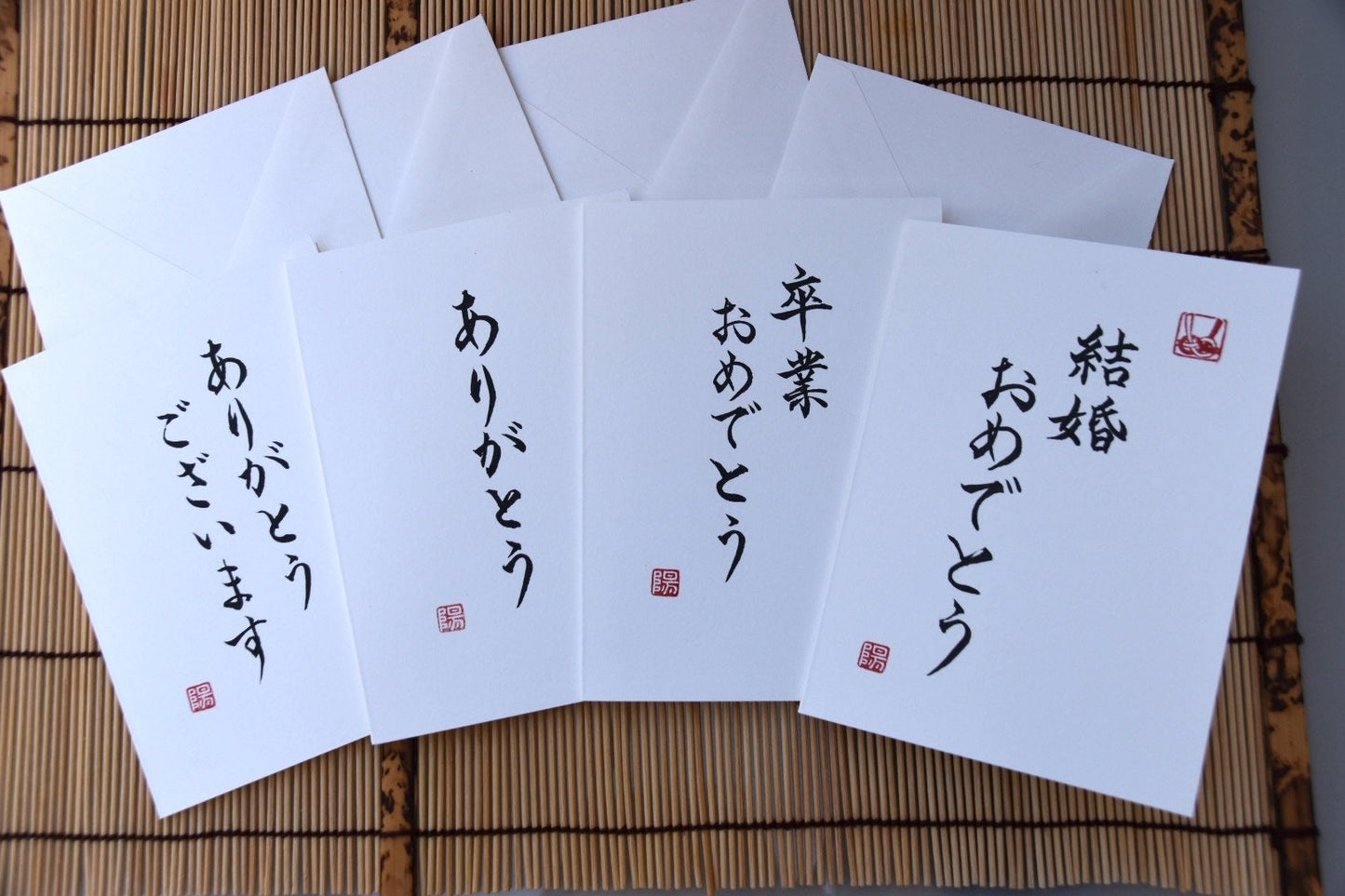 Greetings Card Hand Brushed Japanese Shodo Calligraphy Art Thank You Graduation Wedding Arigato Omedeto Congratulations