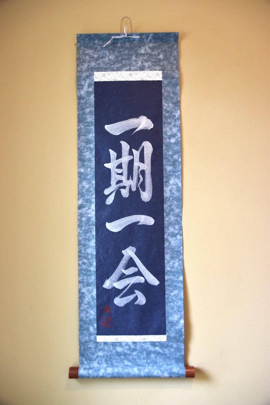 Japanese Shodo Calligraphy Art Ichigo Ichie One Chance One Meeting Paper Kakejiku Hanging Scroll Wabi Sabi Tea Room Zen Buddhism Inspiration