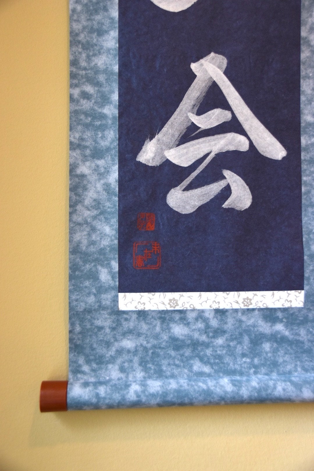 Japanese Shodo Calligraphy Art Ichigo Ichie One Chance One Meeting Paper Kakejiku Hanging Scroll Wabi Sabi Tea Room Zen Buddhism Inspiration