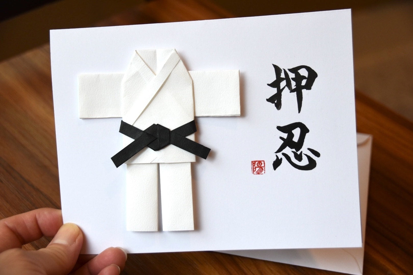 Personalized Greetings Card Origami Dogi Martial Art Uniform Japanese Calligraphy Art Keikogi Karate Judo Taekwondo Jujitsu Fathers Day