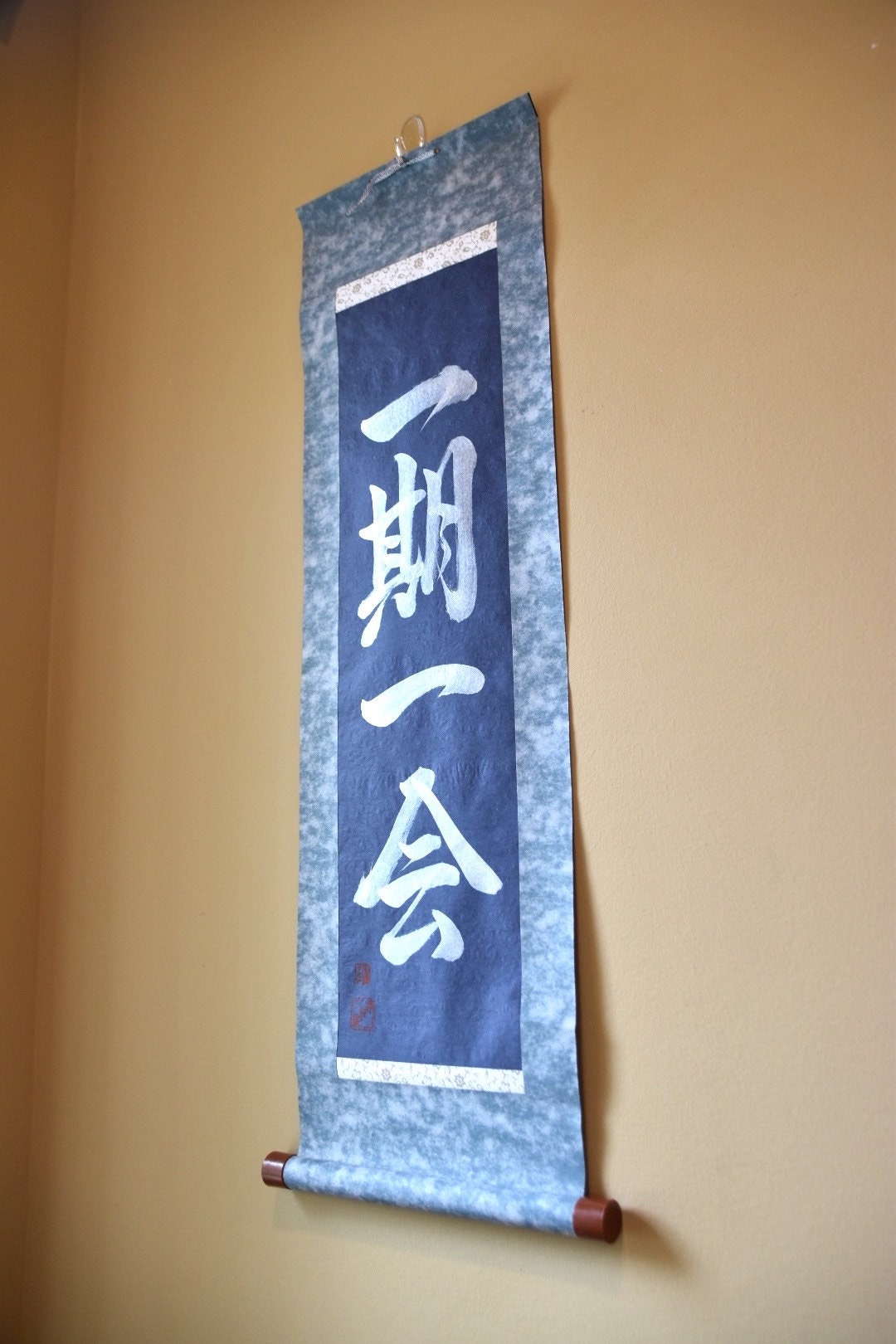 Japanese Shodo Calligraphy Art Ichigo Ichie One Chance One Meeting Paper Kakejiku Hanging Scroll Wabi Sabi Tea Room Zen Buddhism Inspiration